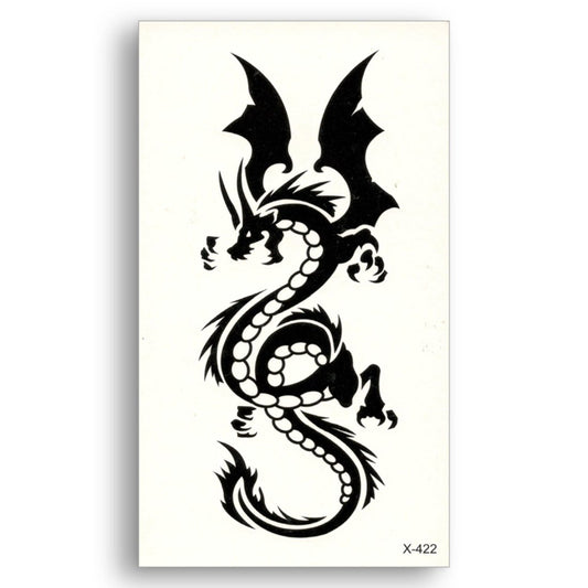 EREBEX Temporary Tattoo 3D Dragon Sticker, 10.5X6Cm, Black
